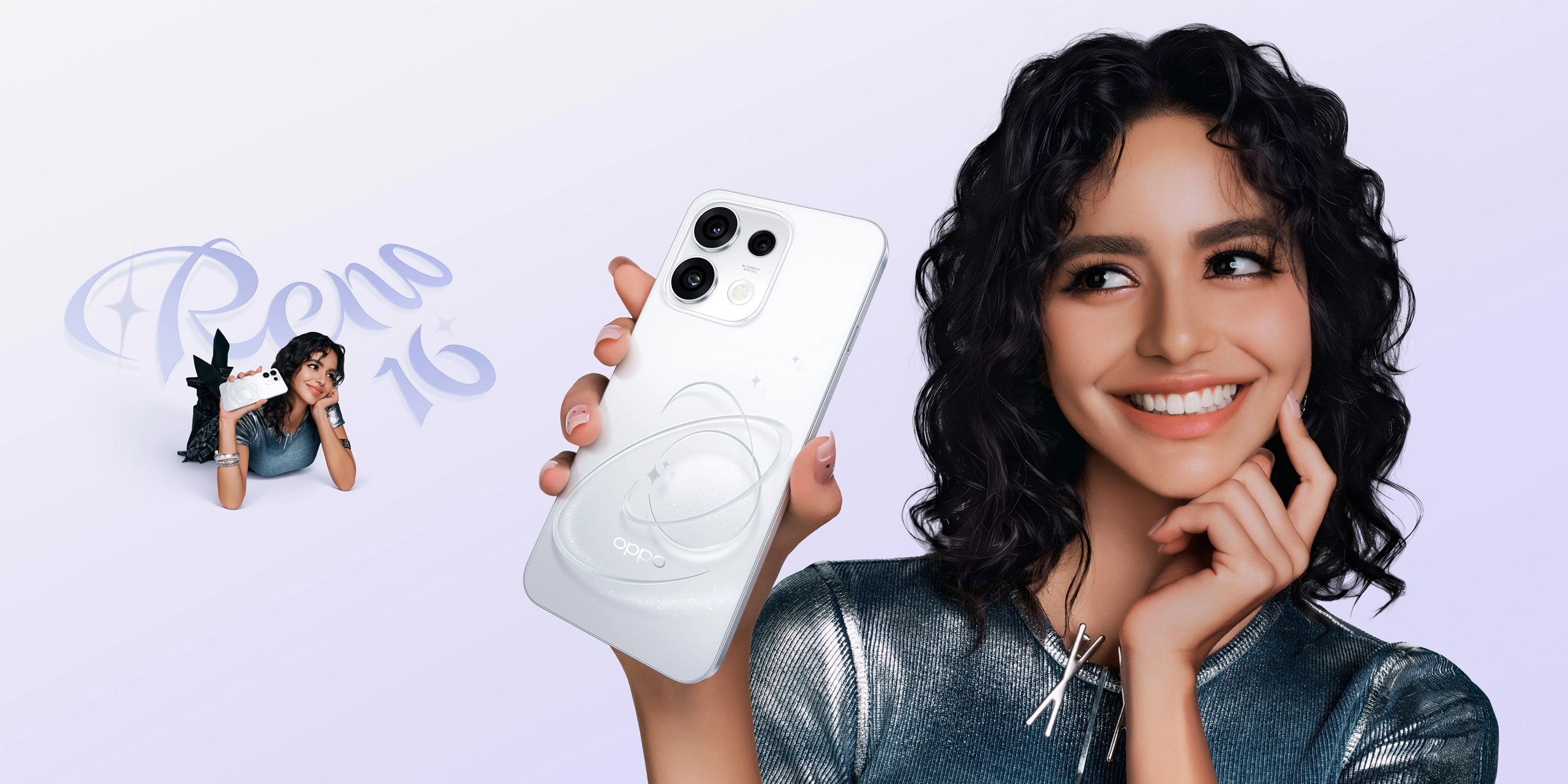 OPPO Reno16 F 5G en vista frontal y trasera